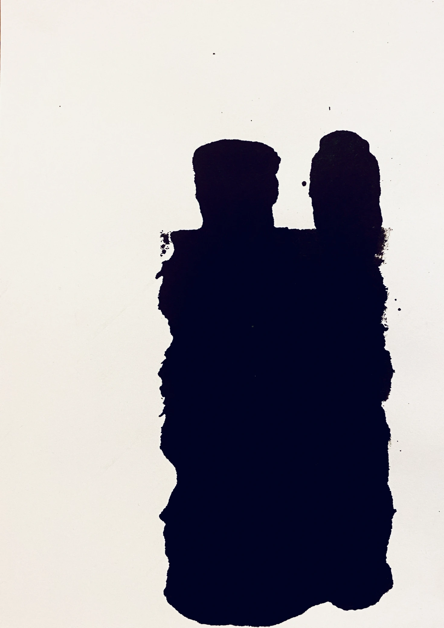May Gil Art - Black ink silhouette of two abstract figures from the 'Family' series, symbolizing unity and togetherness